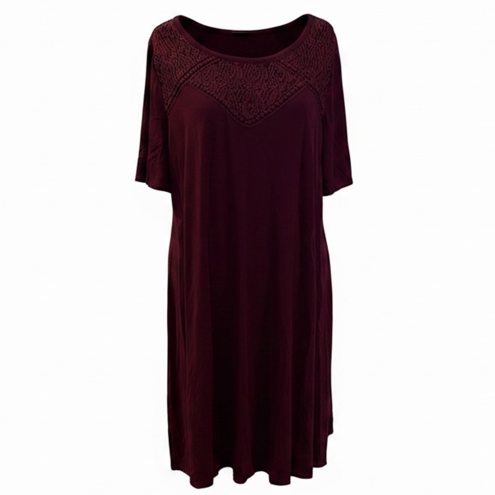 Catherine Burgundy Lace Yoke Midi Dress